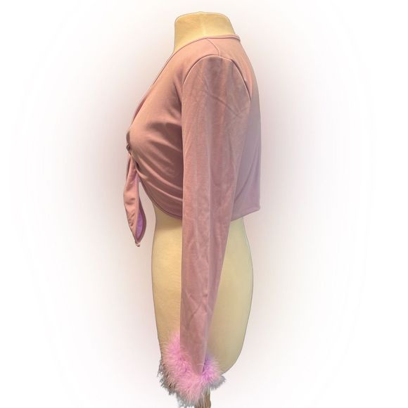 Purple Tie Up Rave Festival Shirt with Feather Detail size XL - Picture 2 of 3